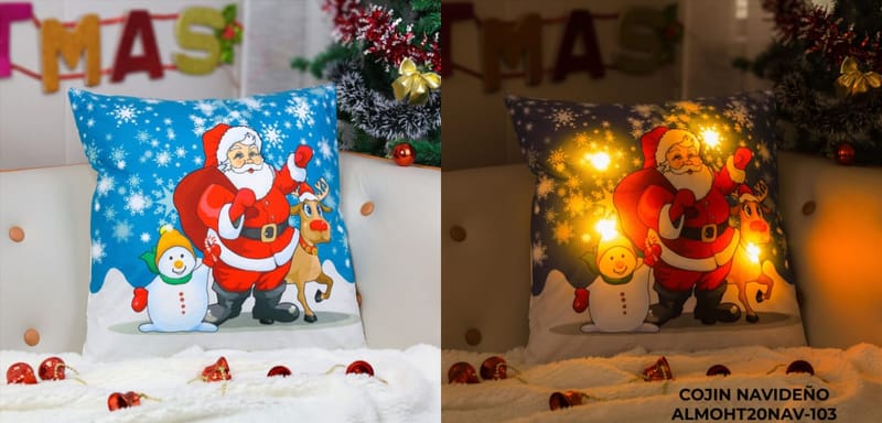 cojin navideño con luz