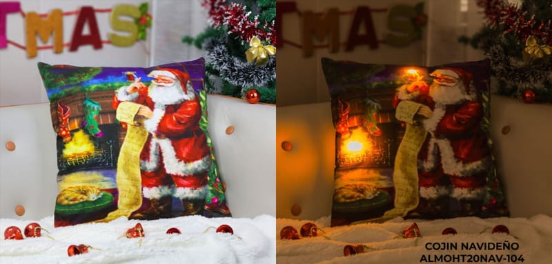 cojin navideño con luz