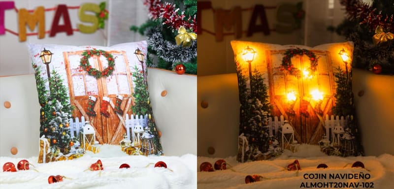 cojin navideño con luz