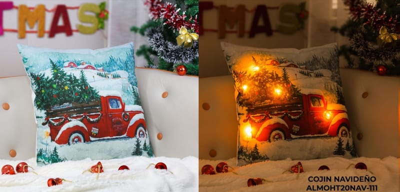 cojin navideño con luz
