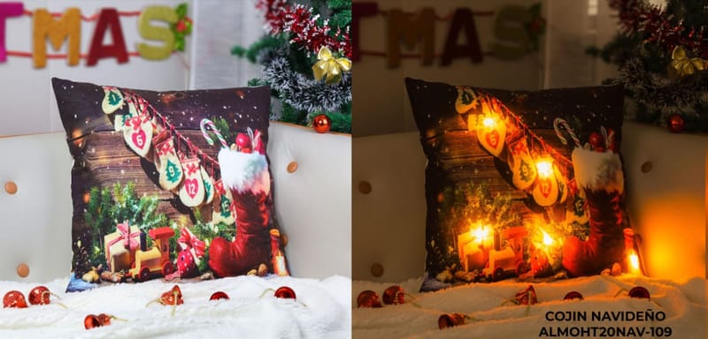 cojin navideño con luz