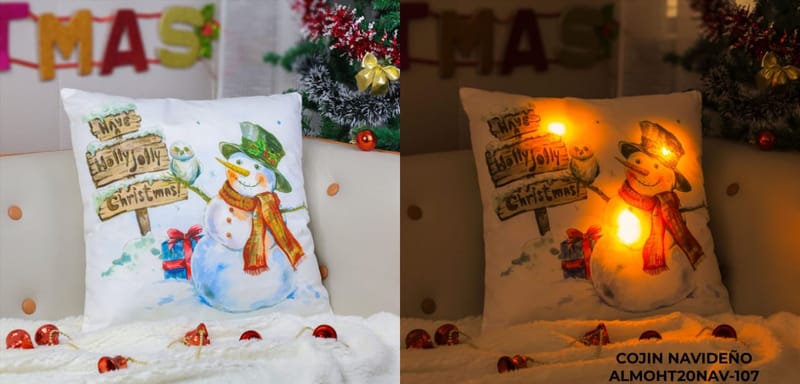 cojin navideño con luz