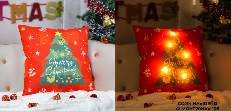 cojin navideño con luz