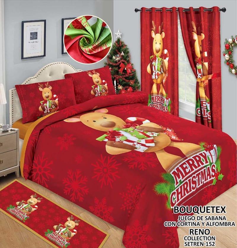 juego de sabana cortina y alfombra doble y queen