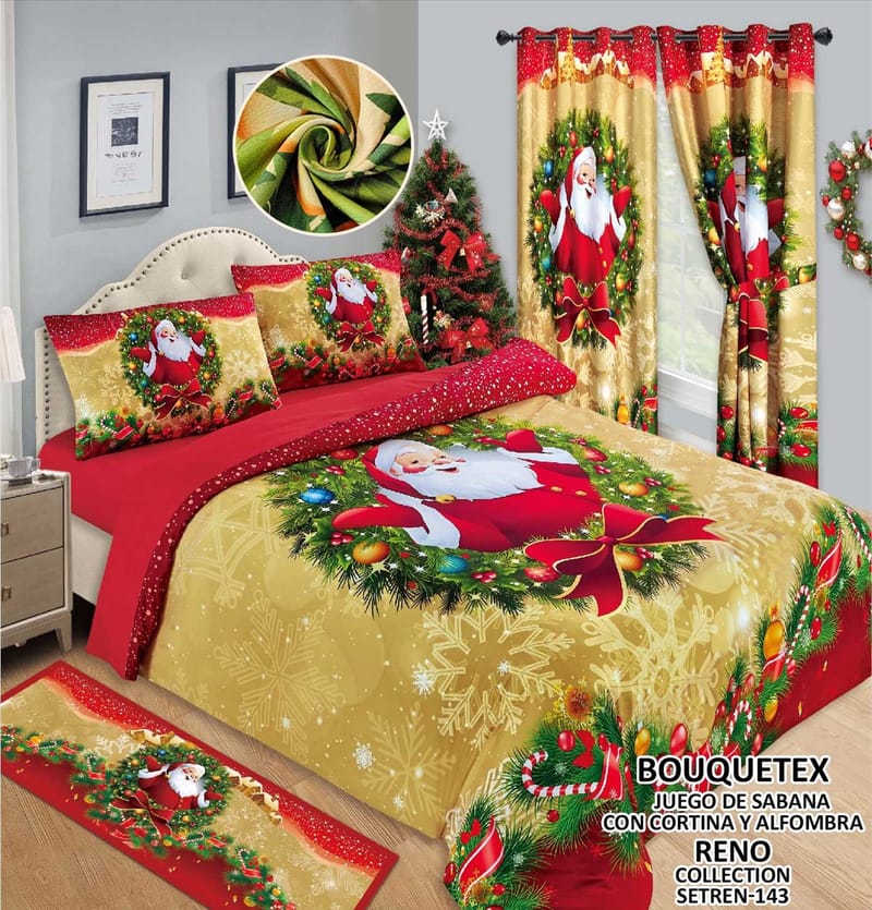 juego de sabana cortina y alfombra doble y queen