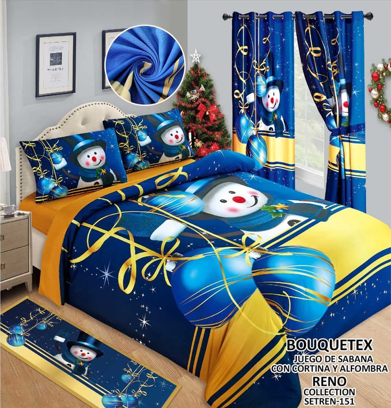 juego de sabana cortina y alfombra doble y queen