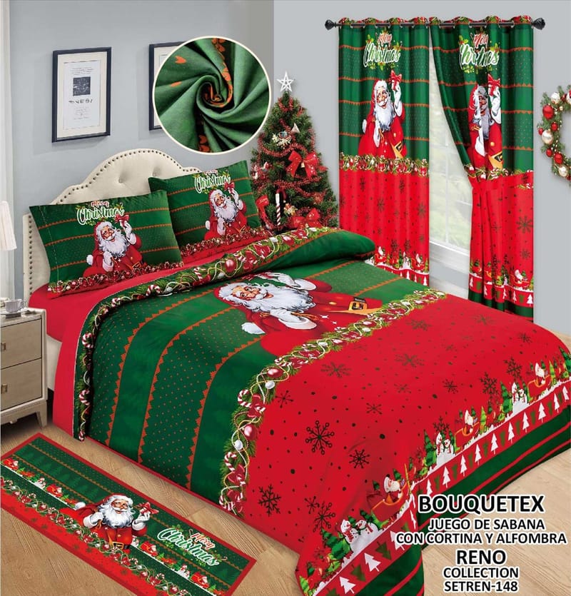 juego de sabana cortina y alfombra doble y queen