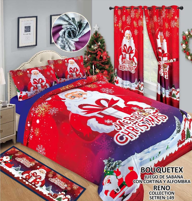 juego de sabana cortina y alfombra doble y queen