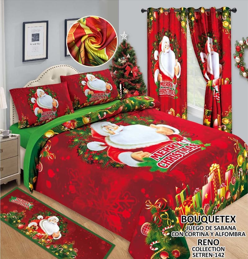 juego de sabana cortina y alfombra doble y queen