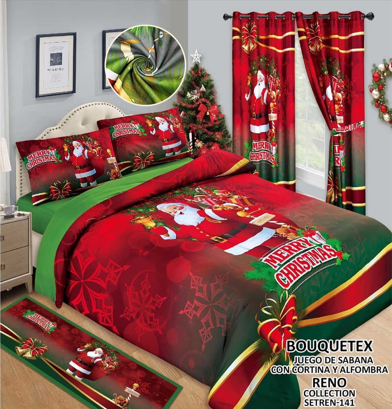 juego de sabana cortina y alfombra doble y queen