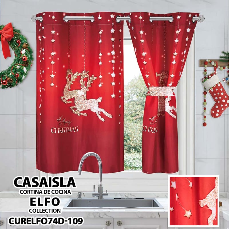 cortina navideña cocina