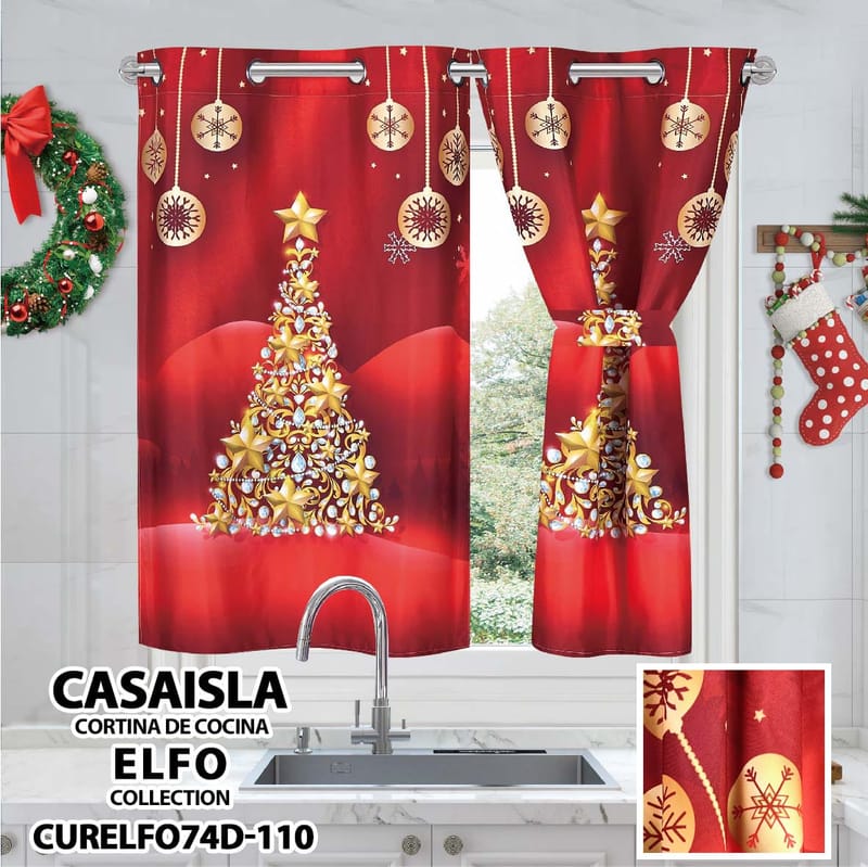 cortina navideña cocina