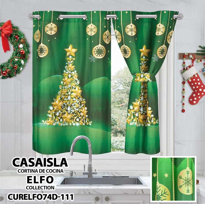 cortina navideña cocina