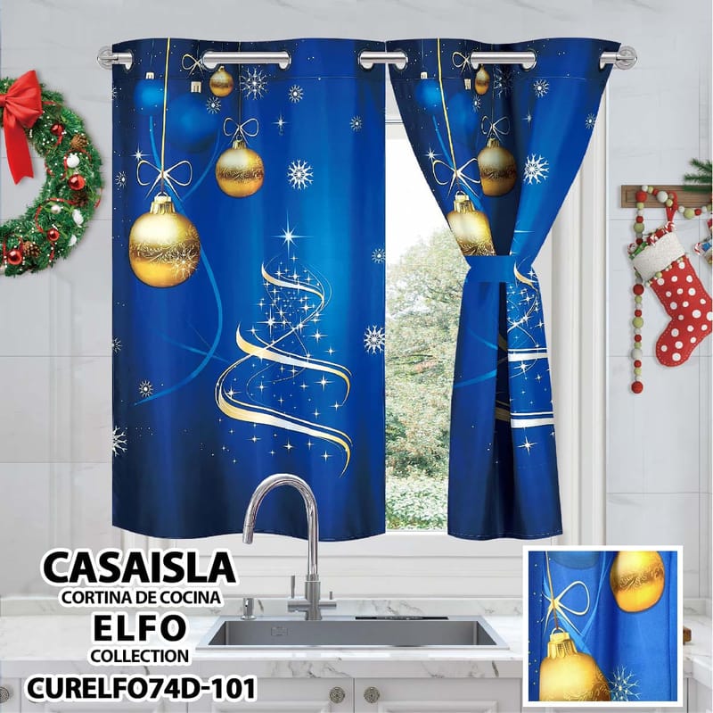 cortina navideña cocina