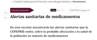 COFEPRIS                                                                   Alertas sanitarias 👇🏻