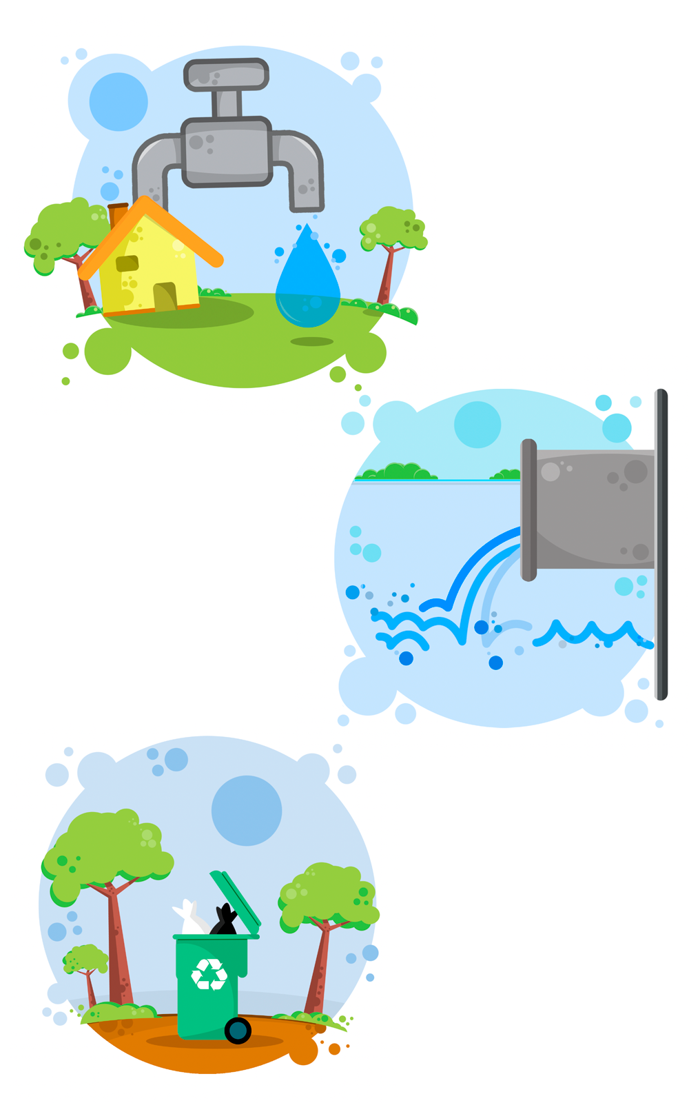 Ilustrações de página dupla e internas (livros didáticos)