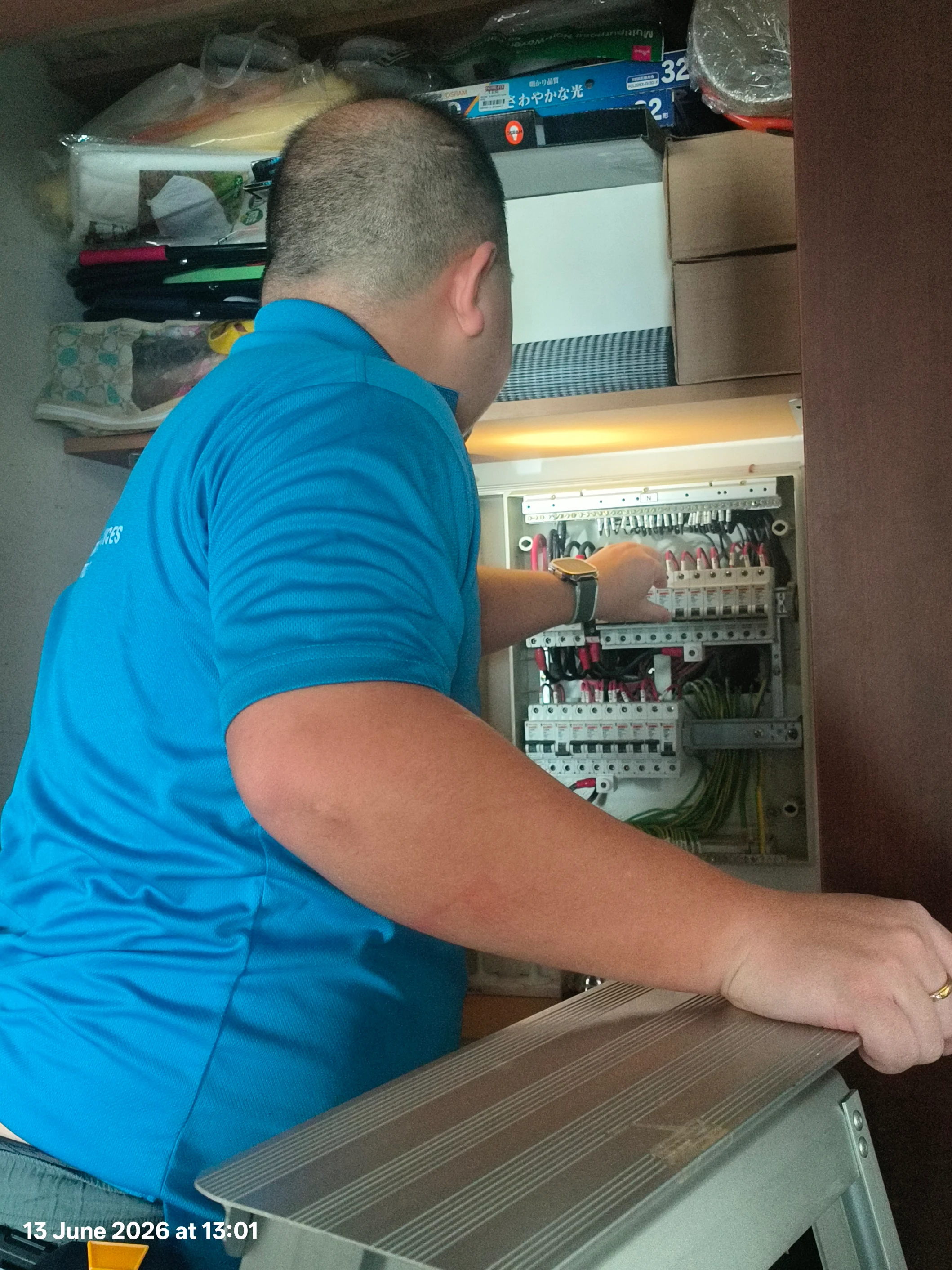 Power trip electrician troubleshooting DB box in Singapore