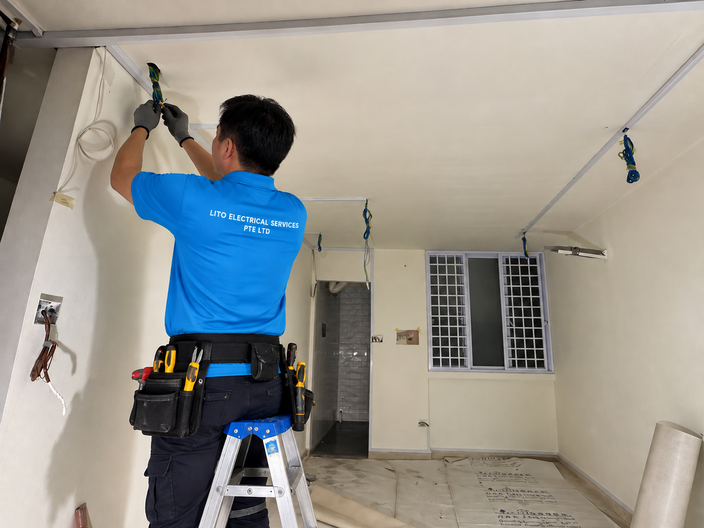 Lito Electrical electrician installing power socket in Singapore