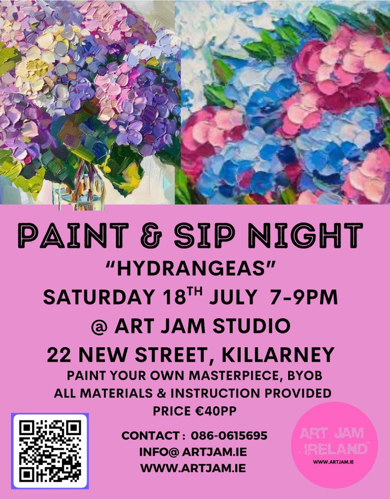 PAINT & SIP HYDRANGEAS 18 JULY 7PM