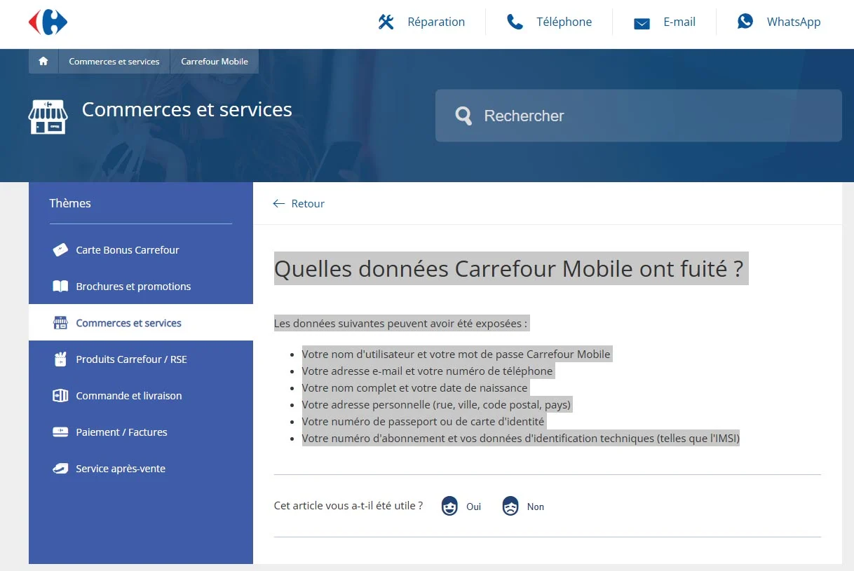 Fuite de données chez Carrefour Mobile : des milliers de clients potentiellement en danger