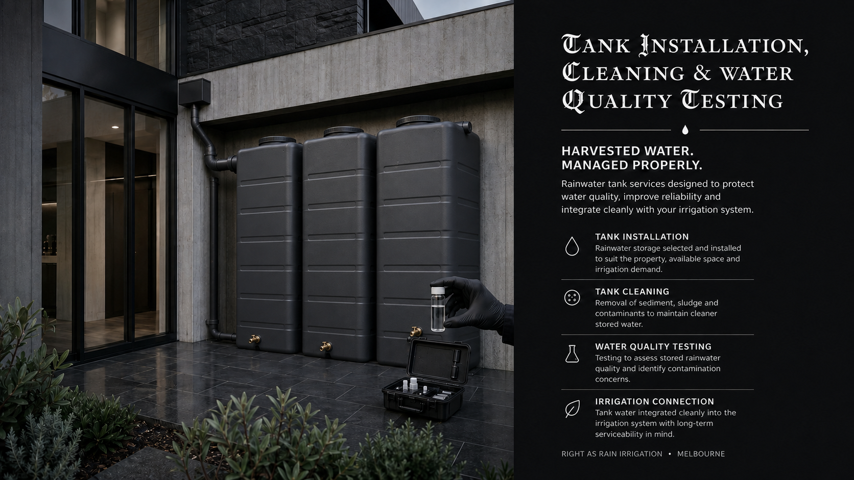 Rainwater Tank Installation, Cleaning & Water Testing Melbourne