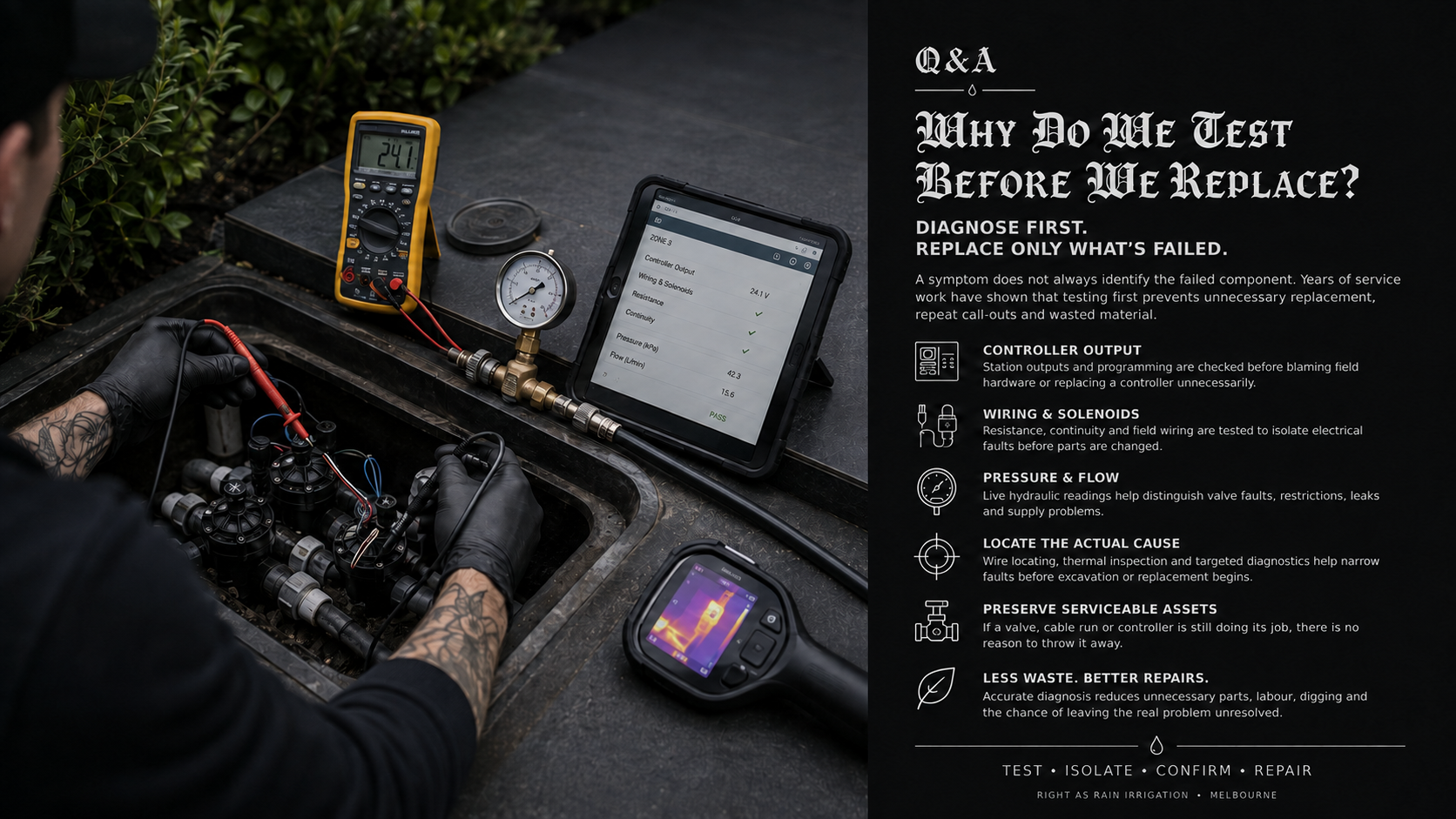 Why We Test Before We Replace | Irrigation Diagnostics Melbourne