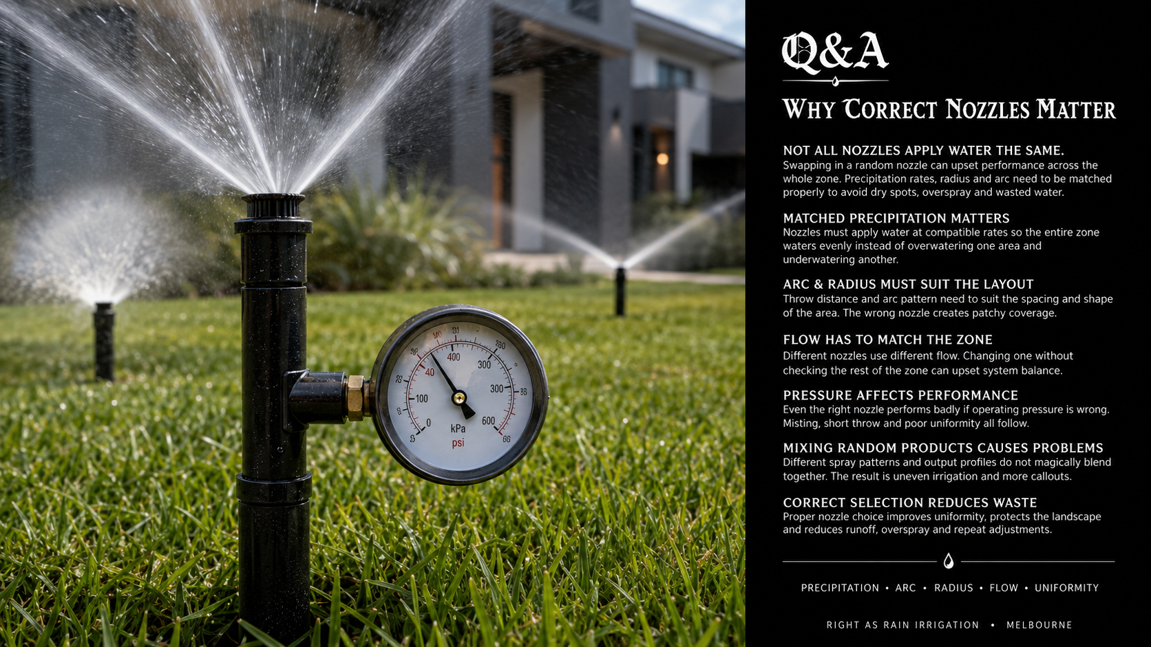 Why Correct Irrigation Nozzles Matter | Sprinkler Performance Melbourne