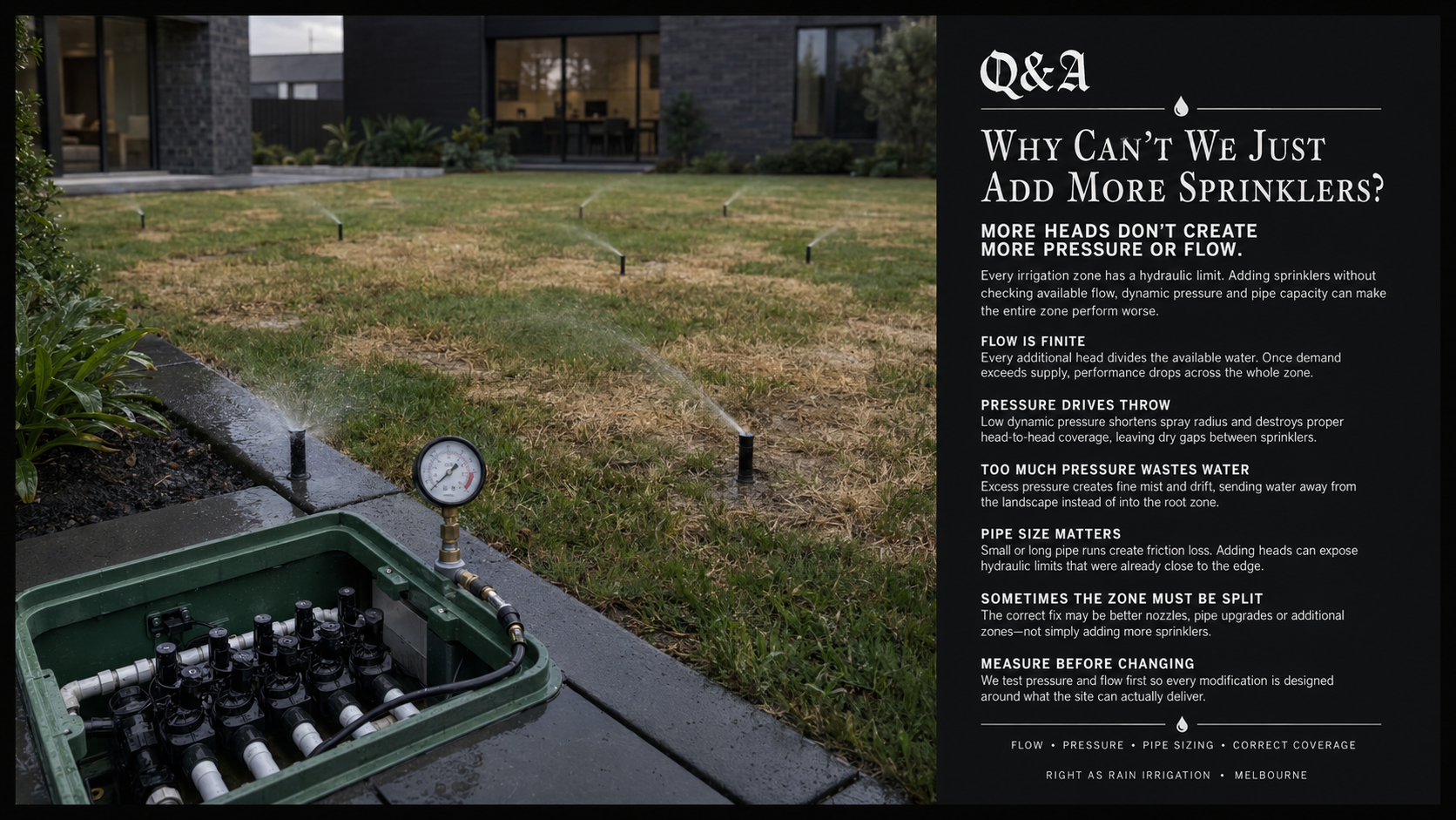 Why You Can’t Just Add More Sprinklers | Irrigation Pressure & Flow Melbourne