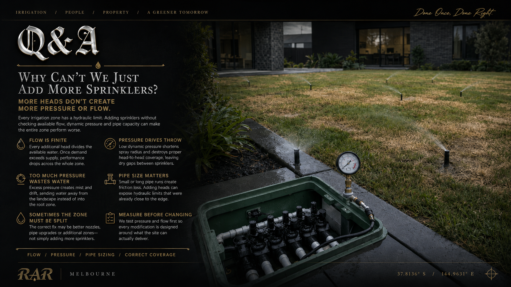 Why You Can’t Just Add More Sprinklers | Irrigation Pressure & Flow Melbourne