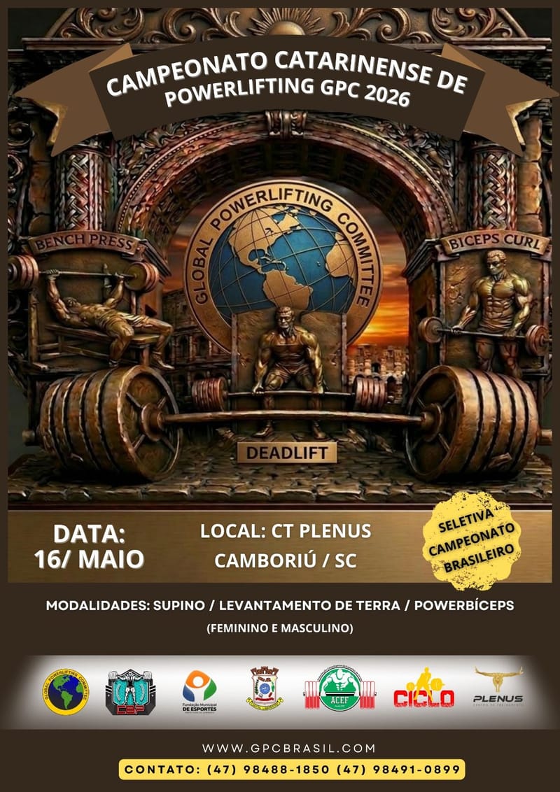 CATARINENSE - Supino, Terra, Soft Equipado, Biceps Curl