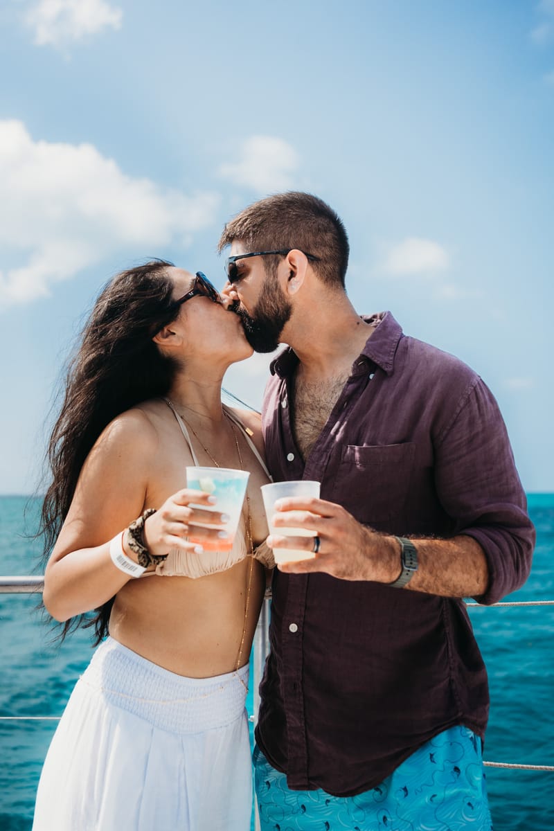 pre wedding catamaran cruise to isla mujeres