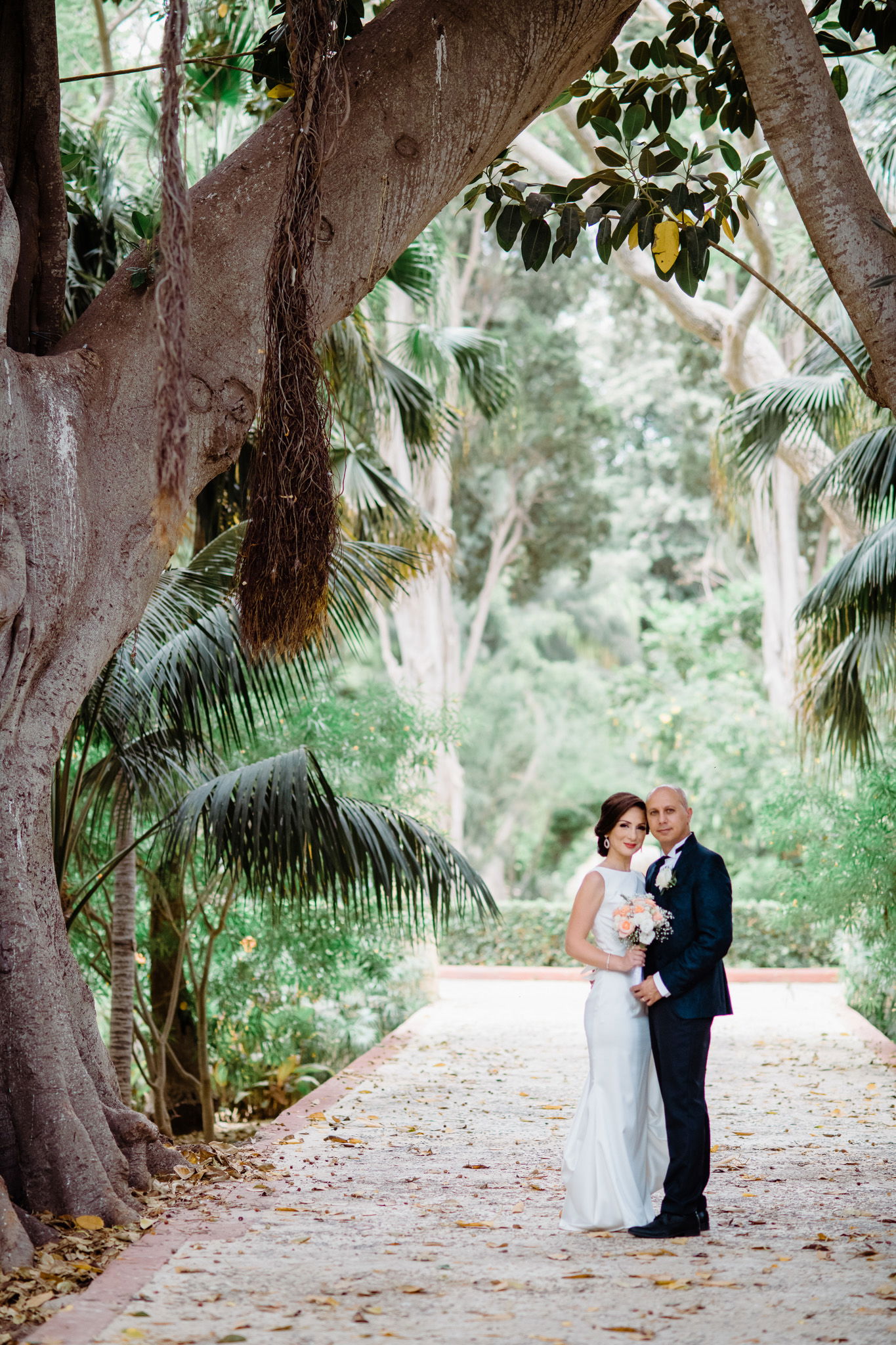 bride and groom at san anton gardens