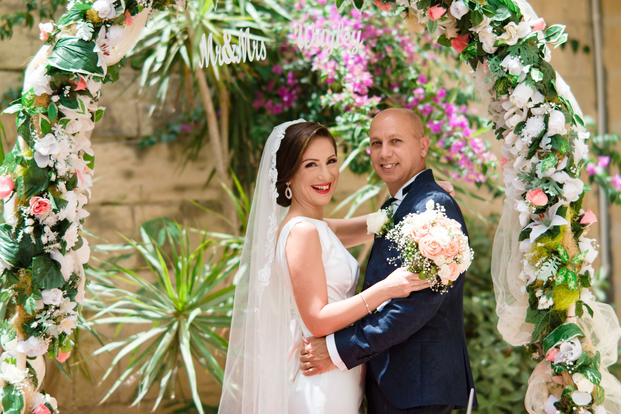 bride and groom at corinthia hotel attard