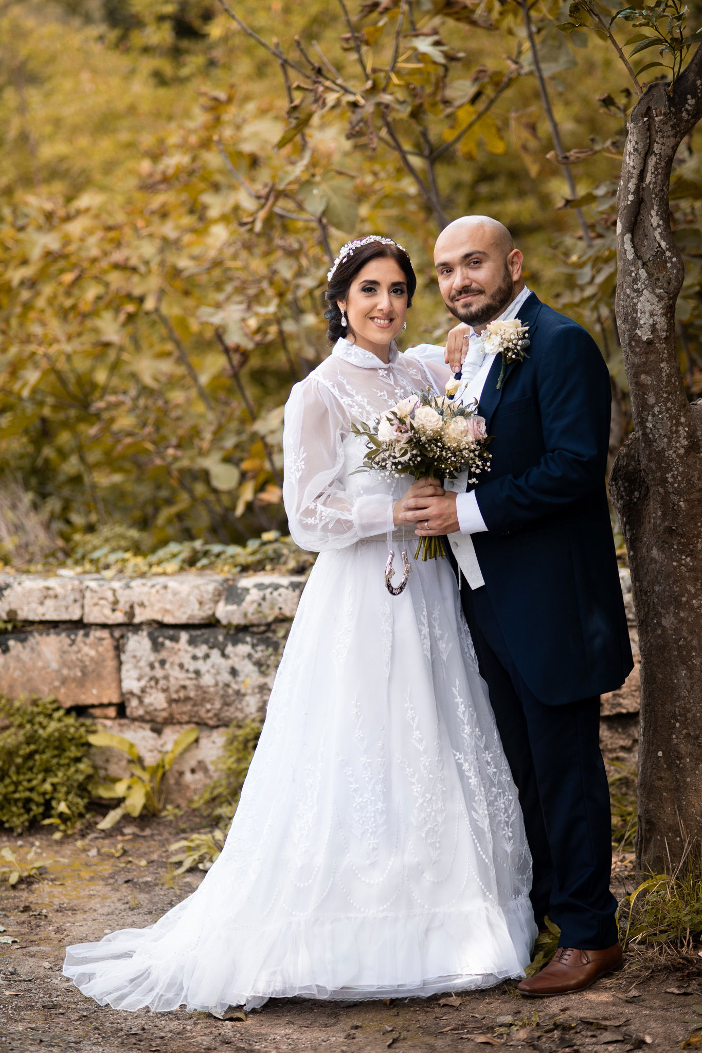 Portrait of bride and groom at Chateau Buskett in Malta