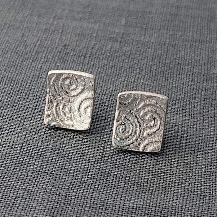 Silver Swirl Rectangle Stud