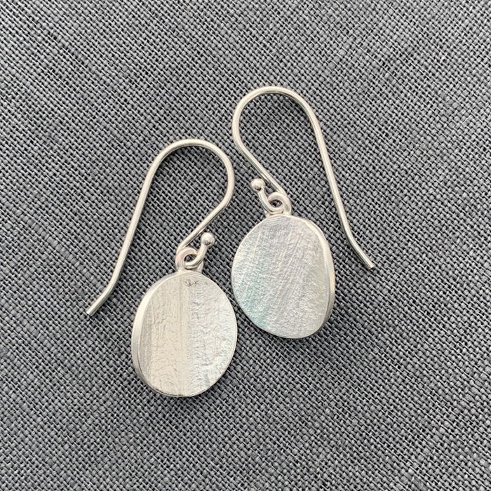 Oval Disc Drop Earrings Silver