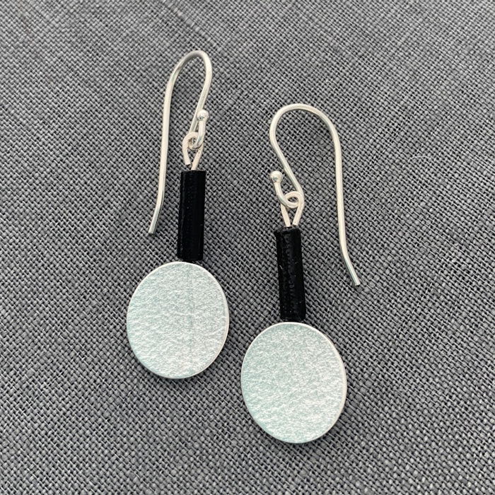Silver Disc Earrings with Coral