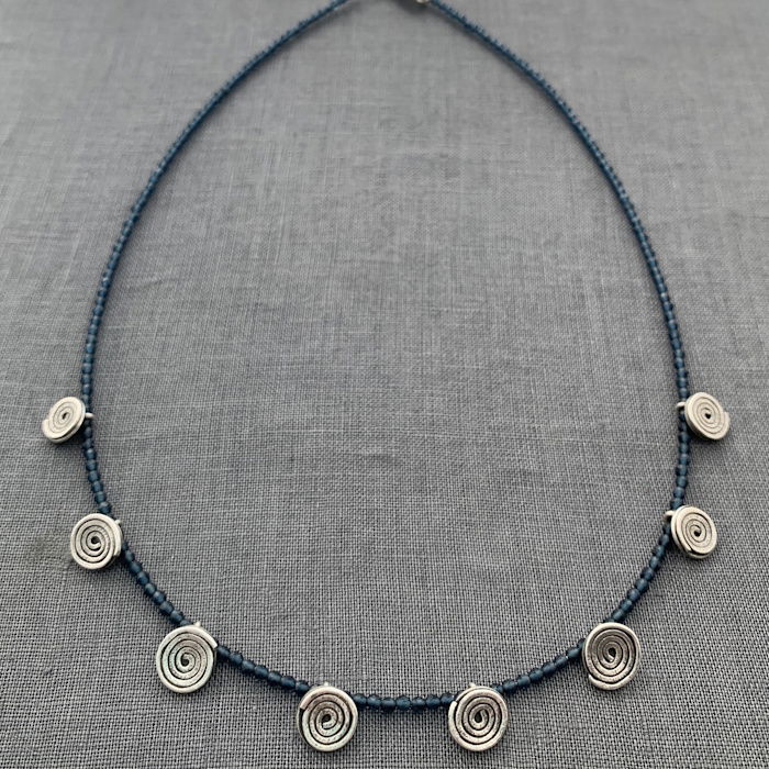 Labradorite & Silver Swirl Bead Necklace