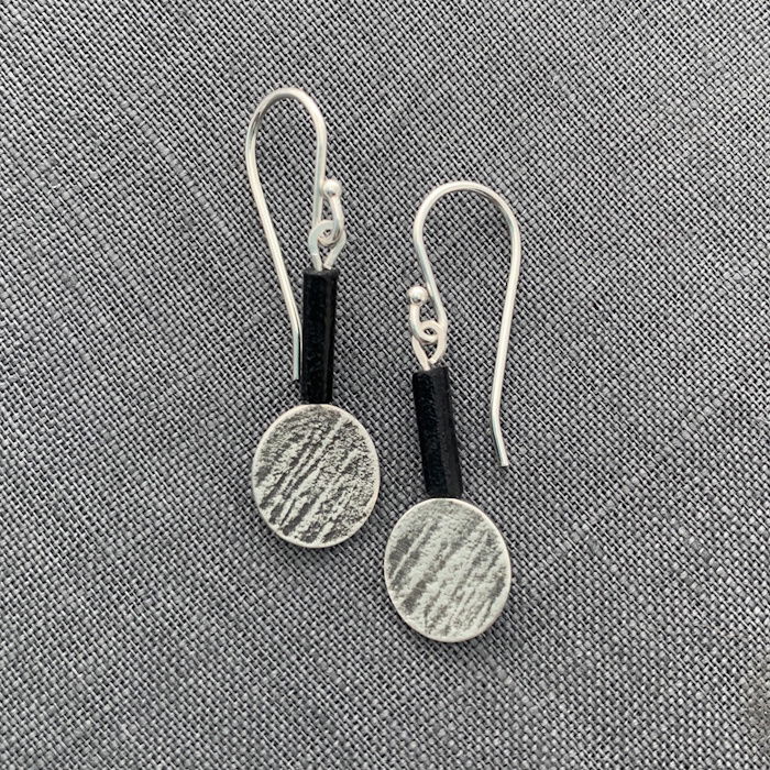 Silver Disc Earrings with Coral