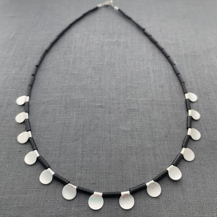 Black Coral & Silver Bead Necklace