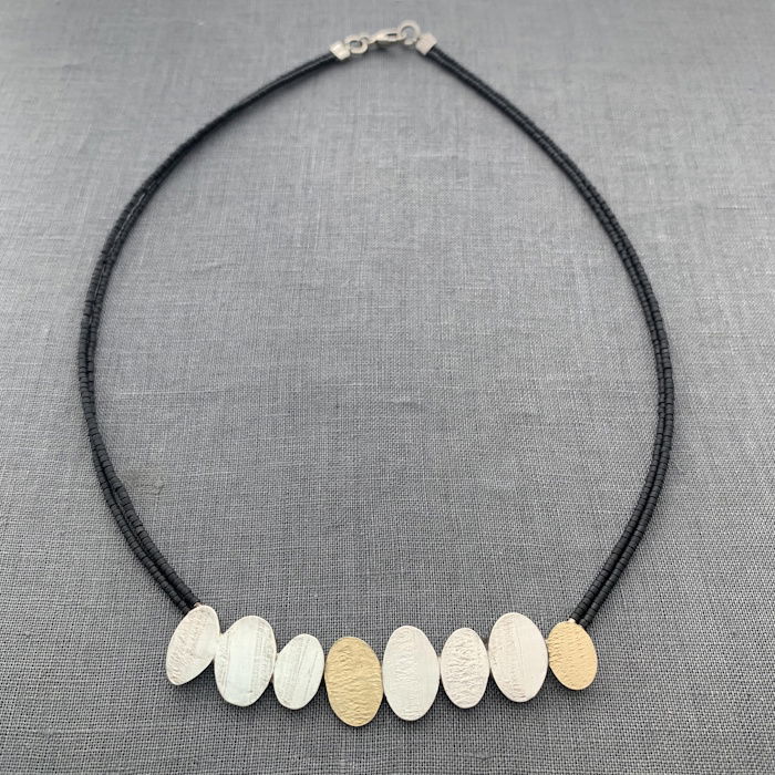 Gold Disc & Silver Necklace