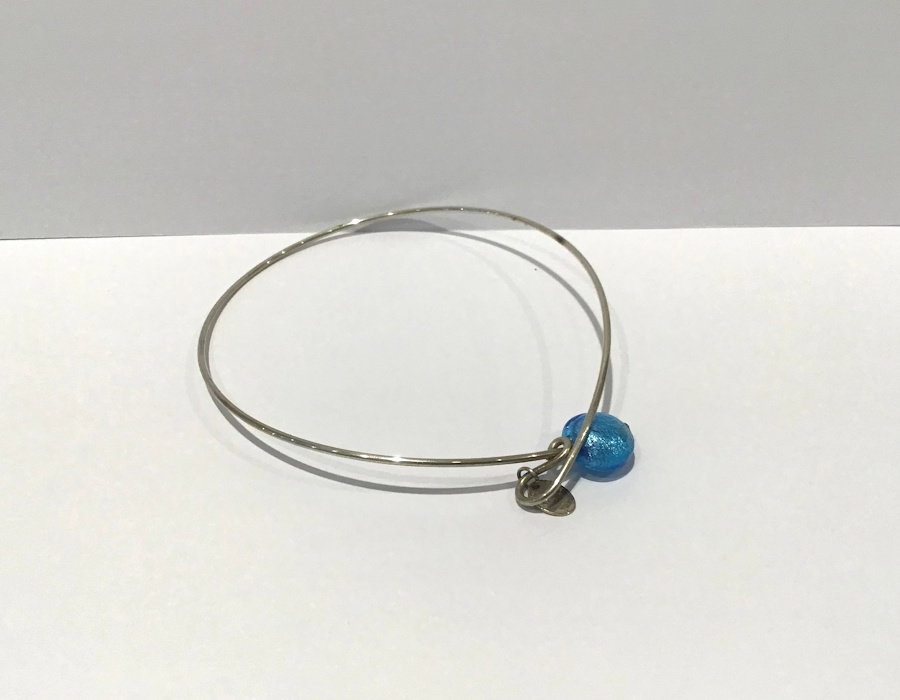 Sterling Silver Bangle with Blue Murano Glass