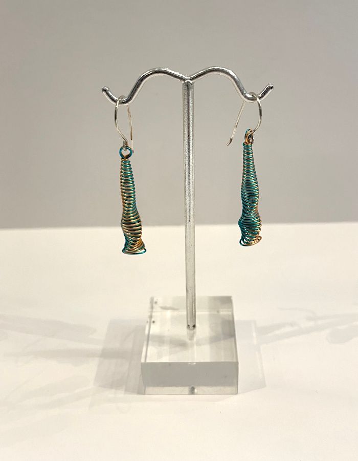 Sterling Silver Blue and Gold Twist Drop Earrings