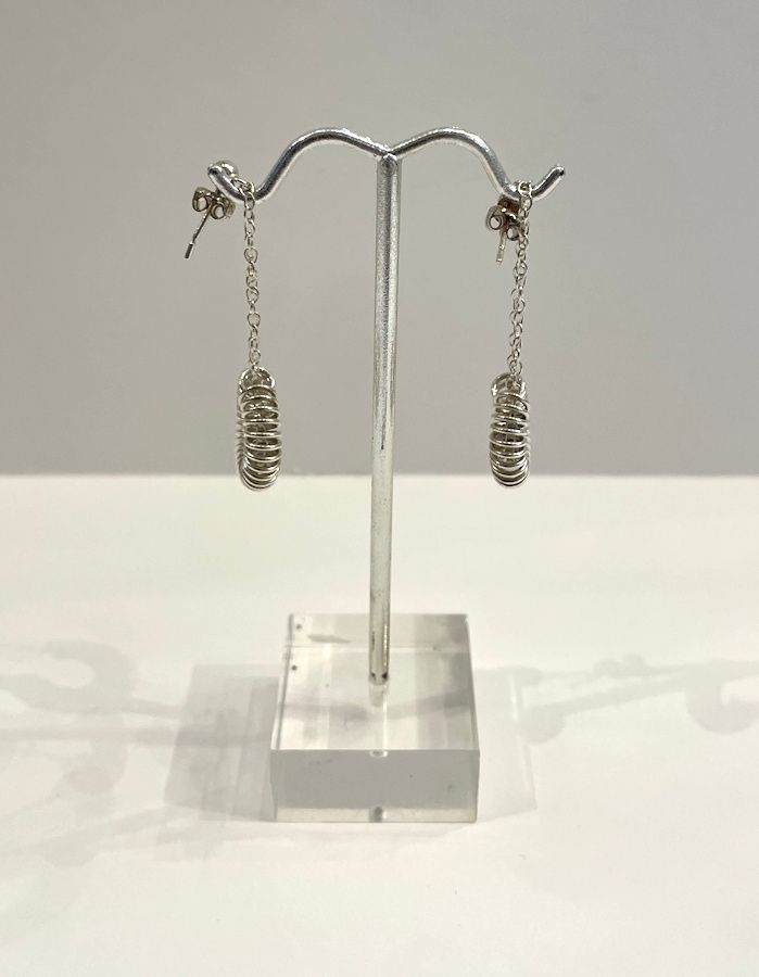 Sterling Silver Drop Hoop Earrings