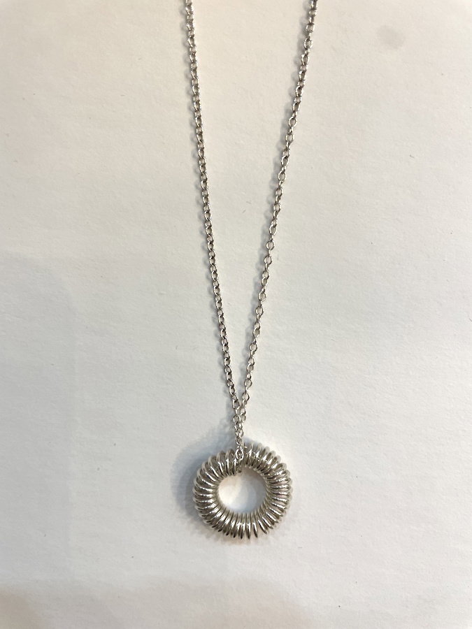 Sterling Silver Medium Hoop Pendant Necklace