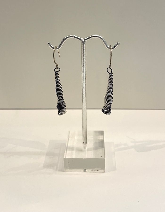 Sterling Silver Black and White Twist Earrings