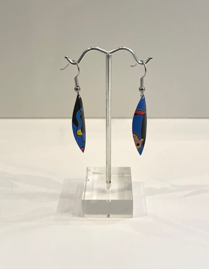Sterling Silver Eco Drop Black and Blue Earrings
