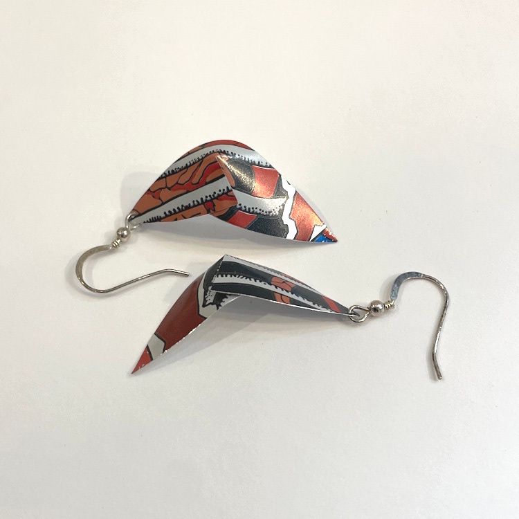 Sterling Silver Eco Drop Red Design Earrings