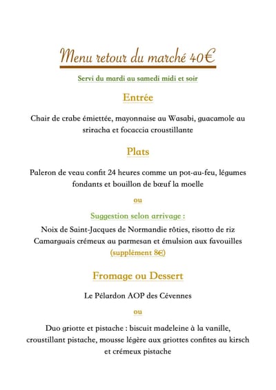 Menu du marché image