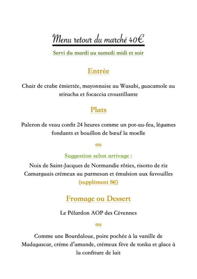 Menu du marché image